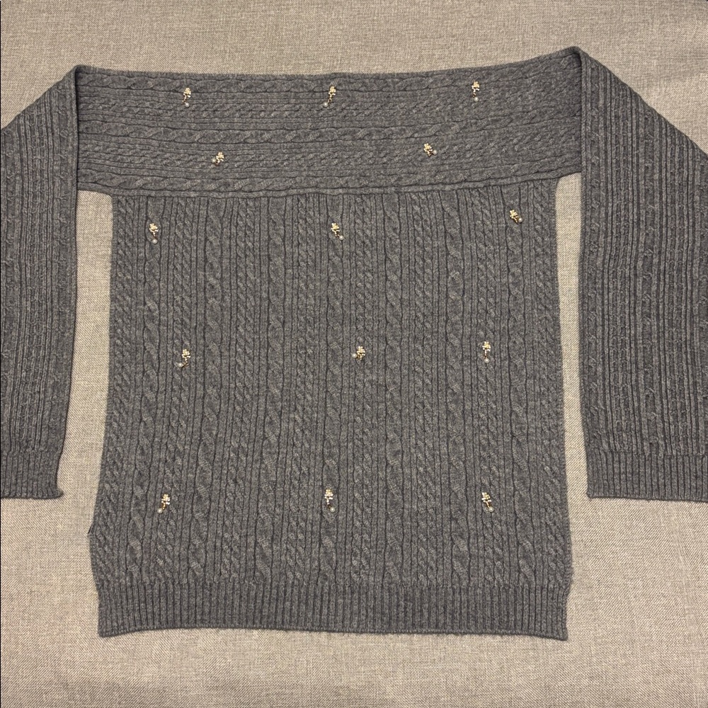 ANTHROPOLOGIE Embellished Cable-Knit Shrug. NWT! - Picture 6 of 10